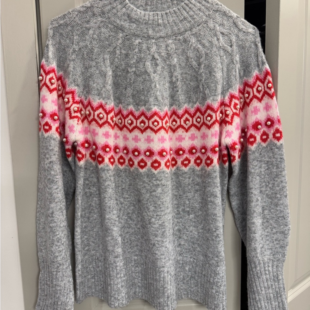 Gray and Pink Embellished ❄️ Women's Sweater